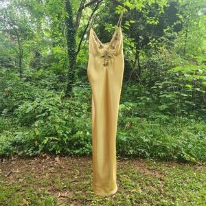 GOLD SATIN SLIP DRESS